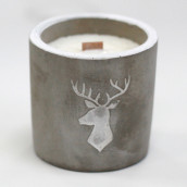 Concrete Wooden Candle - Med Pot - Stag - Whiskey & Woodsmoke - Click Image to Close